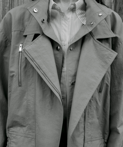 BIKER COTTON-BLEND JACKET OLIVE