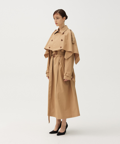 Cape double trench coat