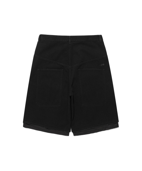 LAYERED MESH DENIM SHORTS_BLACK(NG2FMUPA62A)