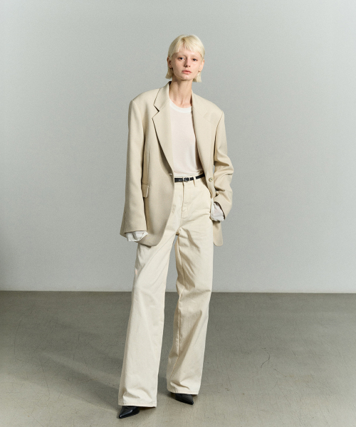 SINGLE-BREASTED OVERSIZED JACKET BEIGE
