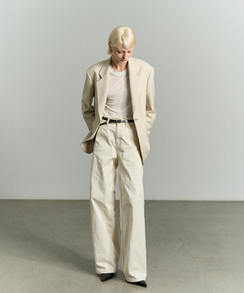 SINGLE-BREASTED OVERSIZED JACKET BEIGE