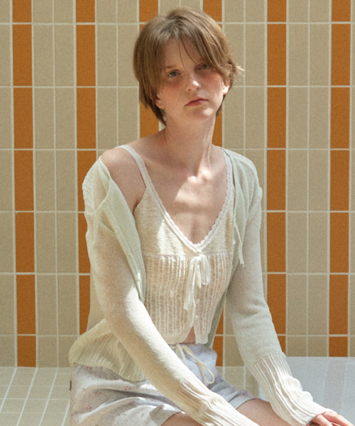 RIBBON KNIT BUSTIER LIGHT BEIGE