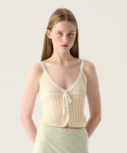 RIBBON KNIT BUSTIER LIGHT BEIGE