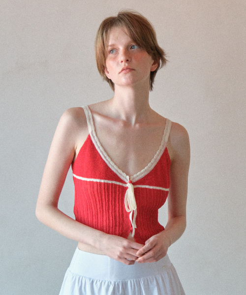 RIBBON KNIT BUSTIER RED