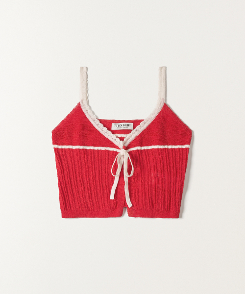 RIBBON KNIT BUSTIER RED