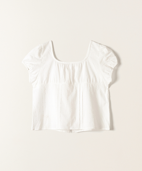 Блузка с пышными рукавами POLKA DOT PUFF SLEEVE BLOUSE WHITE