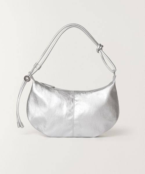 LUSTER NYLON HOBO BAG SILVER