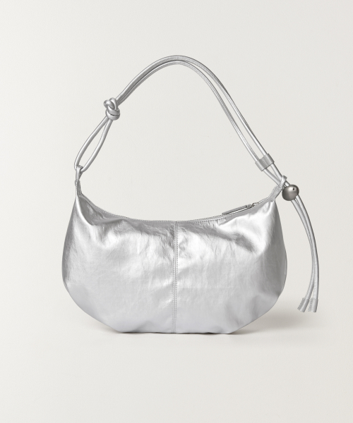 LUSTER NYLON HOBO BAG SILVER