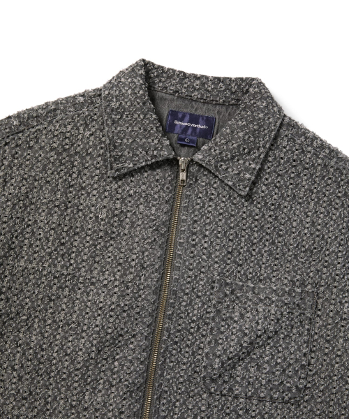 Damaged Denim Zip S/S Shirt Grey