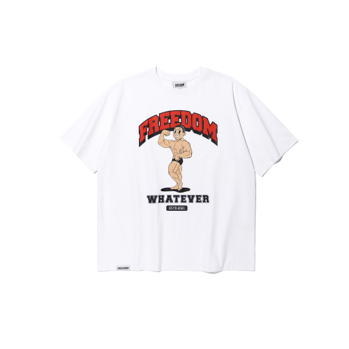 Side Chest Man Printing T-Shirts (White)