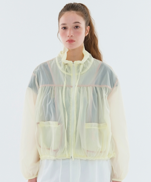 Прозрачная ветровка со сборками NOI1599 (Lemon)