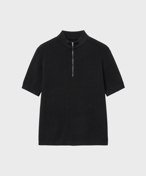 Вязаный топ в рубчик на молнии (black)