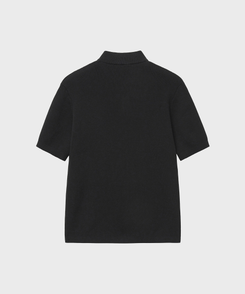 Вязаный топ в рубчик на молнии (black)