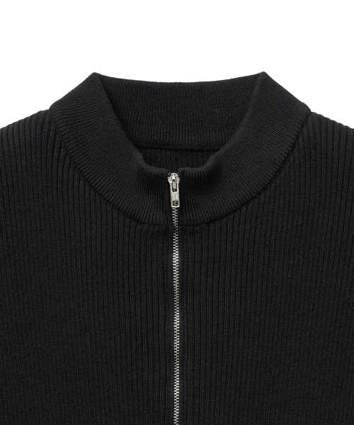 Вязаный топ в рубчик на молнии (black)