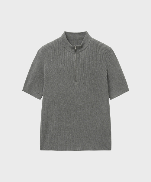 Трикотажный кардиган на молнии в рубчик (Gray)