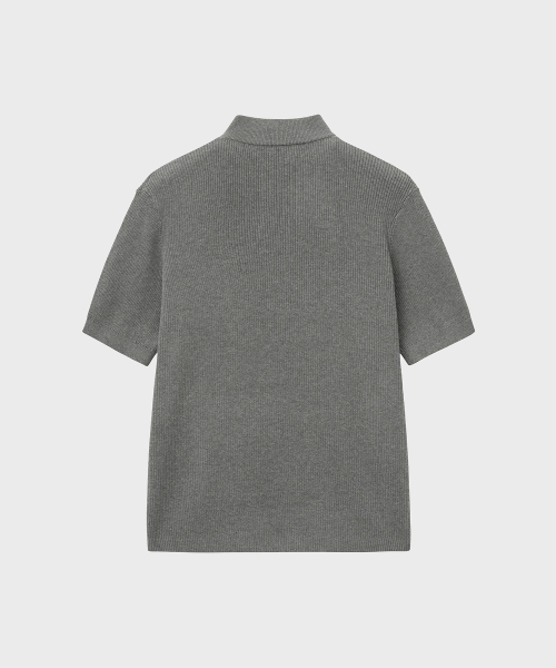 Трикотажный кардиган на молнии в рубчик (Gray)