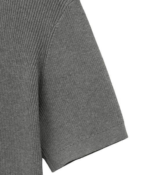 Ribbed Zip-Up Half Knit (Gray) thumbnail 5