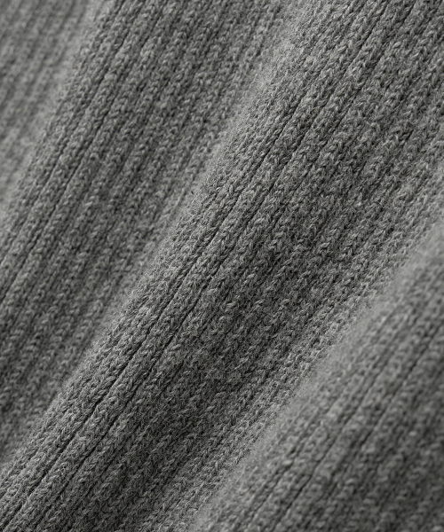 Ribbed Zip-Up Half Knit (Gray) thumbnail 7