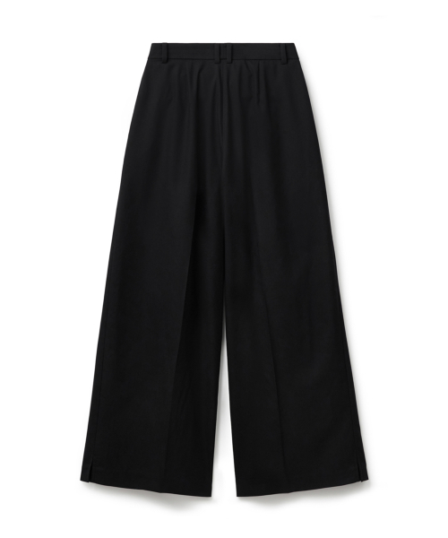 Single Pleat Wide Slacks Black