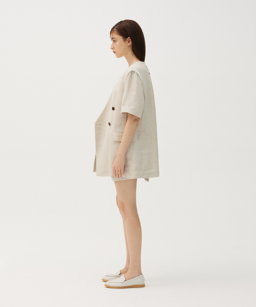 Linen half sleeve origami blazer