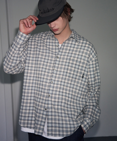 Seersucker Fog Check Shirt [BLUE]