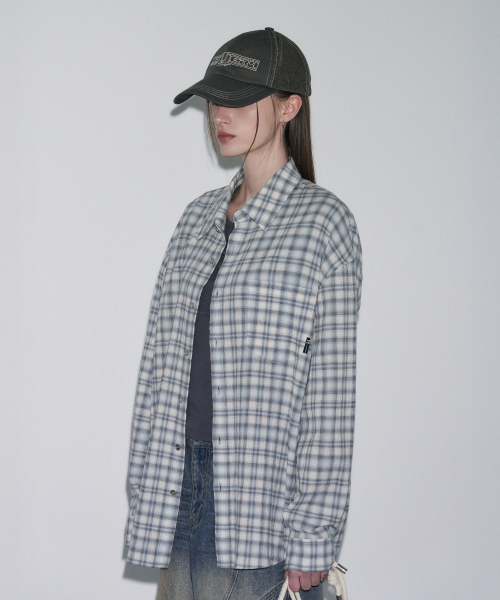 Seersucker Fog Check Shirt [BLUE]