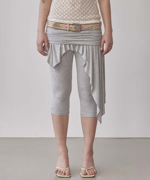 Asymmetric Skirt Leggings Melange Gray