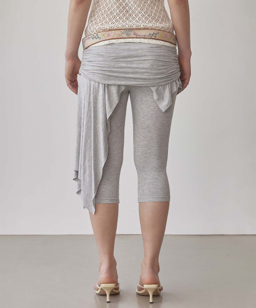 Asymmetric Skirt Leggings Melange Gray