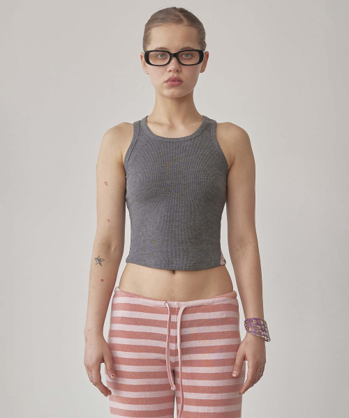 The Day Dreamers Rib Tank Top Charcoal