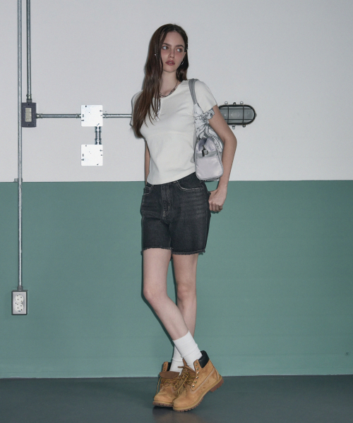Ribbed Henley Neck Half T-shirt [3COLOR]