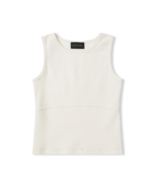 Майка в рубчик Ribbed Binding Tank Top [White]