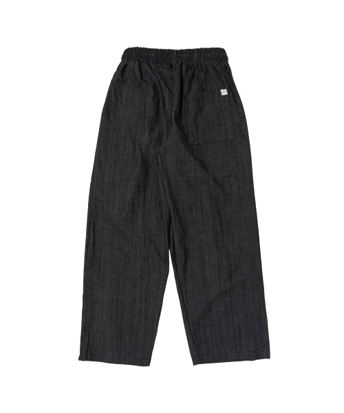 Широкие льняные брюки на резинке с защипами (Black)
