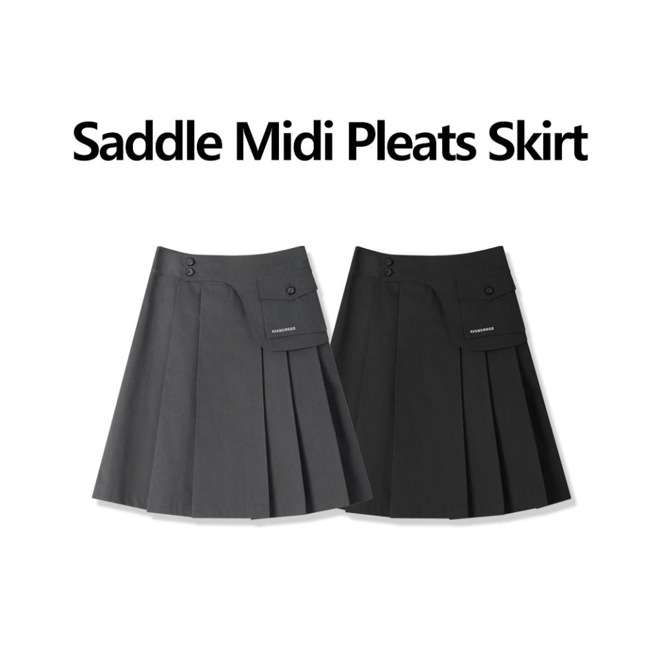 【AVANDRESS】Saddle Midi Pleats Skirt★25SS★ MUSINSA公式 | AVANDRESS Saddle Midi Pleats Skirt - 2COL