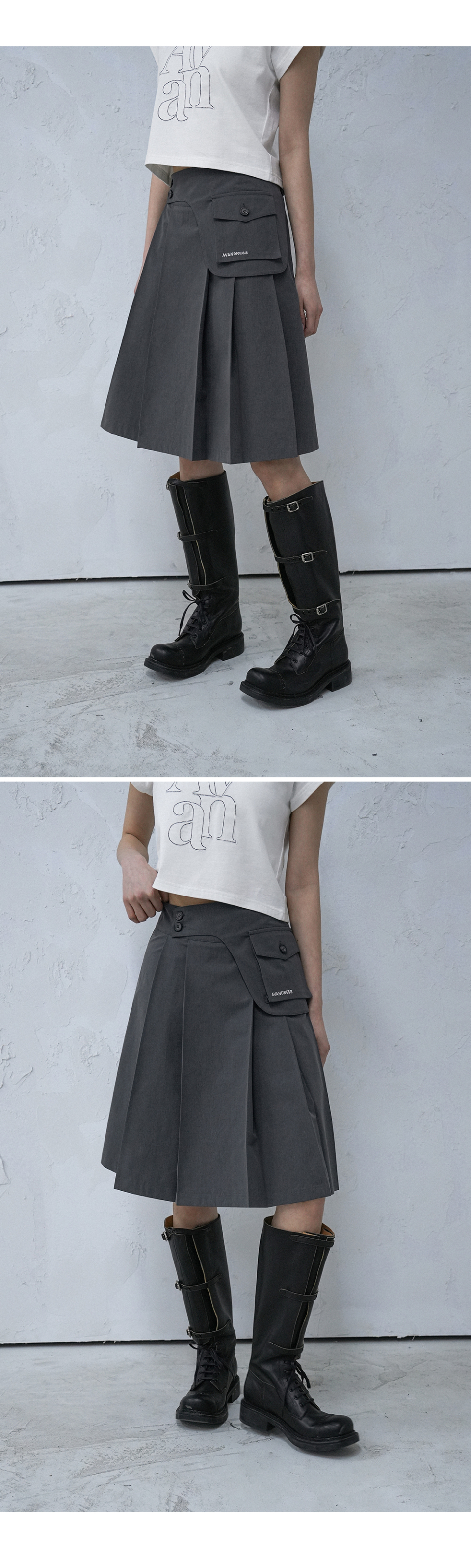 【AVANDRESS】Saddle Midi Pleats Skirt★25SS★ MUSINSA公式 | AVANDRESS Saddle Midi Pleats Skirt - 2COL