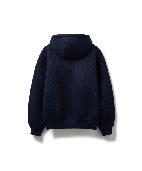 [UN] Mesh Applique Hoodie Zip-Up Navy