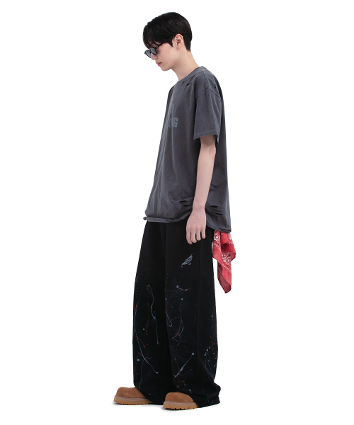 FEATHER PAINTING PANTS [BLACK]