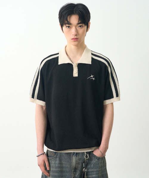 VLAD TRACK BOUCLE COLLAR HALF KNIT_BLACK