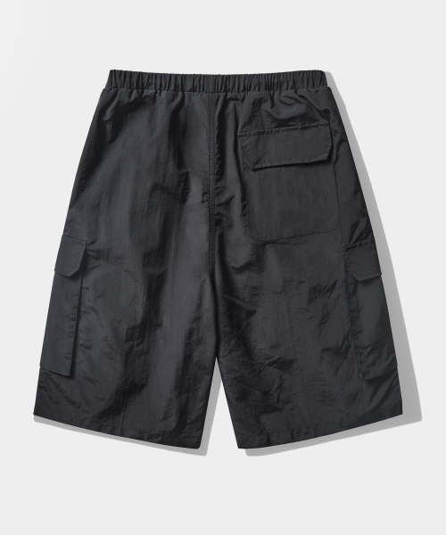 VLAD WATERPROOF WIDE BERMUDA CARGO PANTS_BLACK