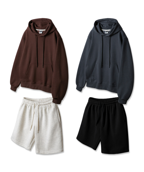 Костюм: худи Regular Fit и трикотажные шорты на резинке