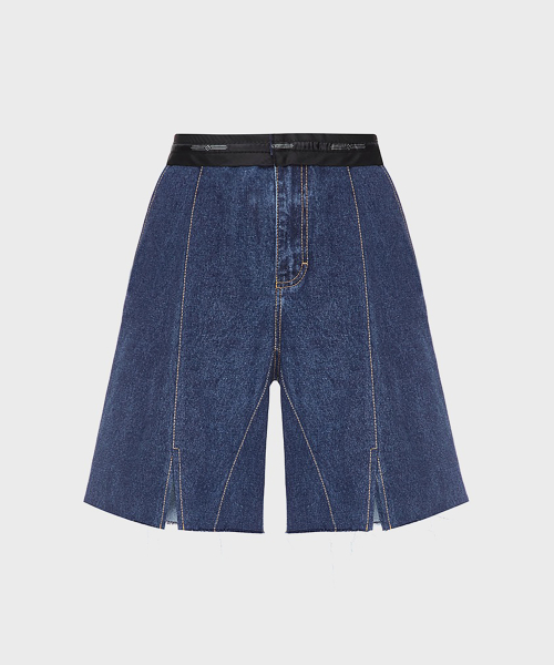 (W) широкий джинса шорты WIDE DENIM SHORTS ON CORSET BELT WITH SPLITS
