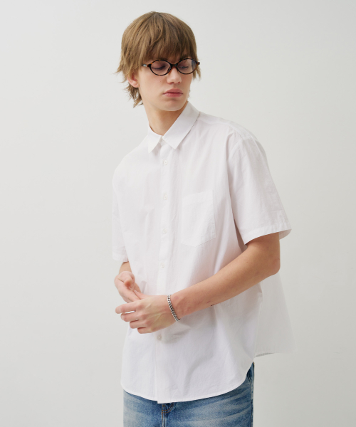 BASIC STANDARD FIT POCKET SHORT-SLEEVED SHIRT WHITE