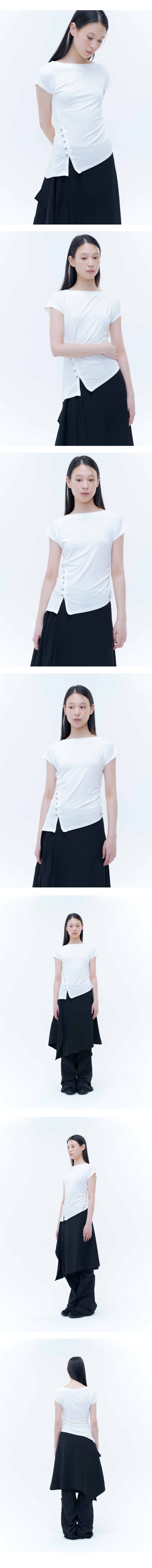 MUSINSA | MISEKI SEOUL Side shirring slit top WHITE