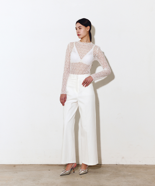 Широкие хлопковые брюки Double Rib_White