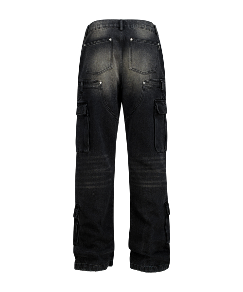 Semi Flare Washed Джинсовый брюки (Черный)
