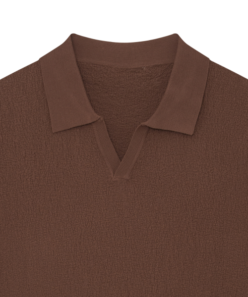 Махровое поло с открытым воротником 86-IRO353 Brown