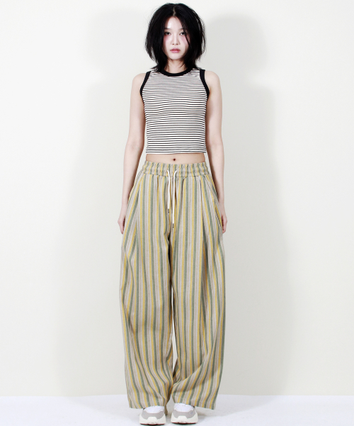 VINTAGE Полоса WIDE брюки SAGE GREEN