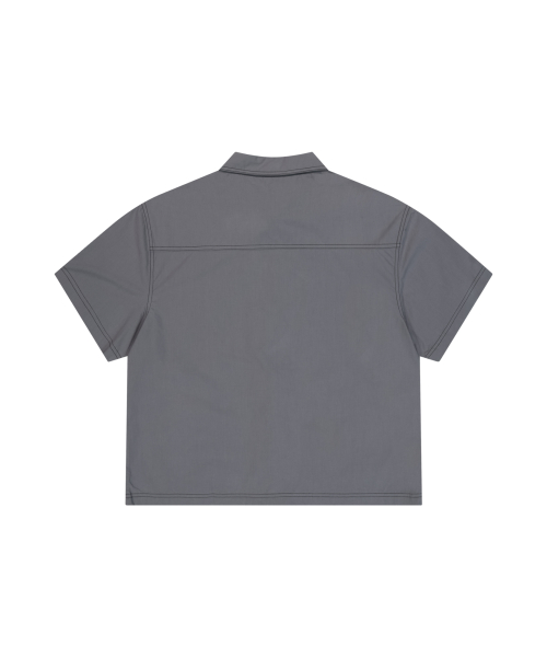 2-Lined Zip-Up Половина Shirts (Gray)