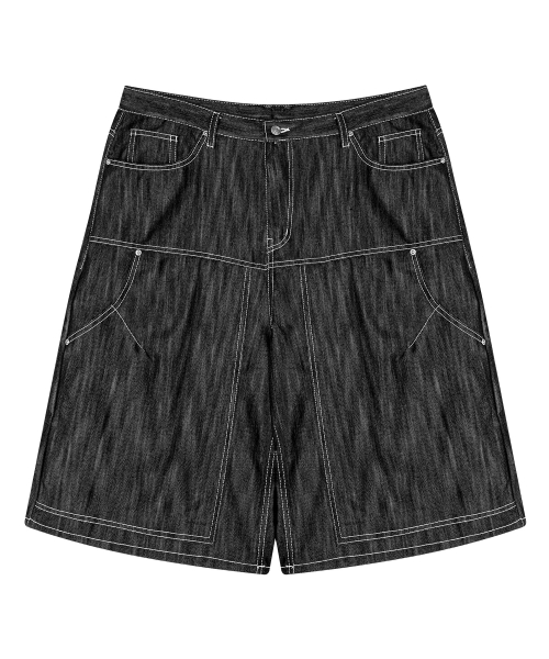 Джинсовые шорты-бермуды double-knee - Black Indigo