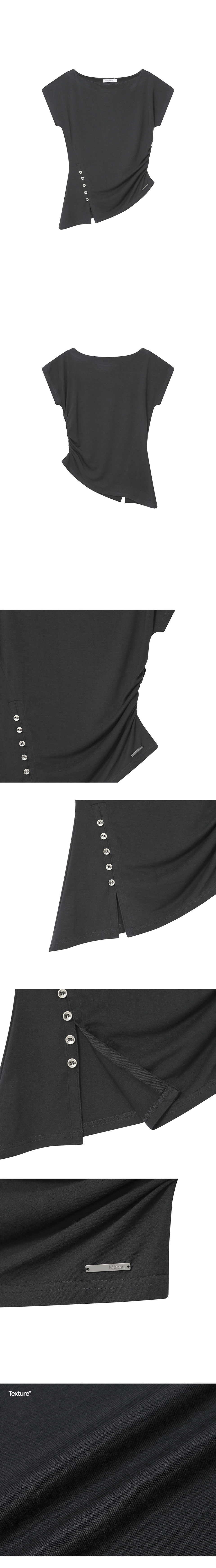MUSINSA | MISEKI SEOUL Side shirring slit top CHARCOAL