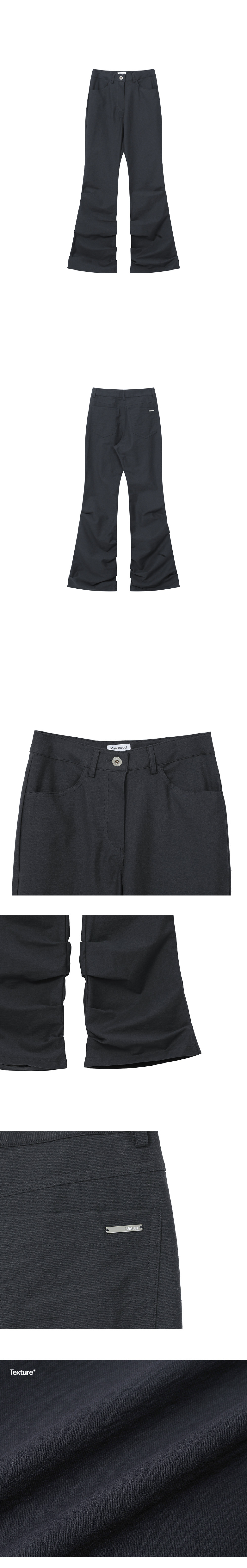 MUSINSA | MISEKI SEOUL Cotton shirring bootscut pants CHARCOAL